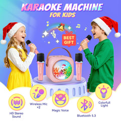 MicQutr mini karaoke with two wireless microphones for kids