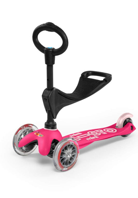 Micro Mini 3in1 Deluxe seat setup illustrates early ride-on use for toddlers.
