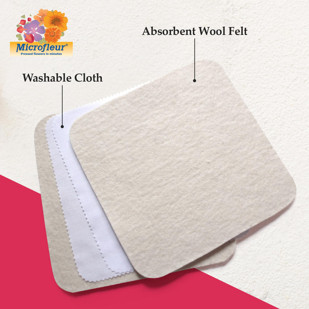 Microfleur washable cloth and wool felt inserts ready for reusable dry pressing