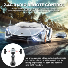 MIEBELY Lamborghini RC car top-down shows sleek silhouette and premium detailing.