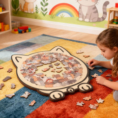 Miehoous cat silhouette frame puzzle shown for desk display and decor.