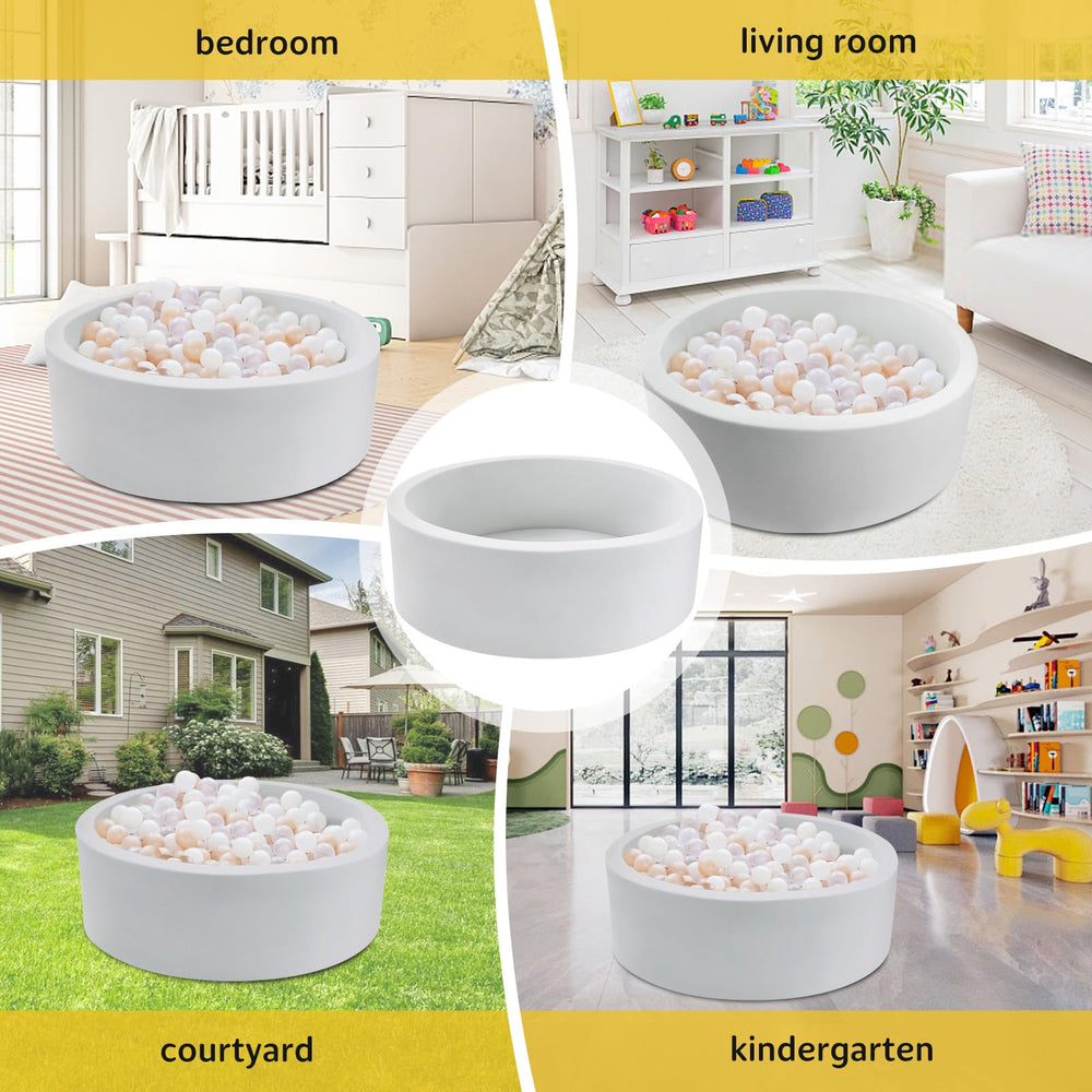 Miereirl foam blocks inside the pit provide soft, cushioned play for little explorers