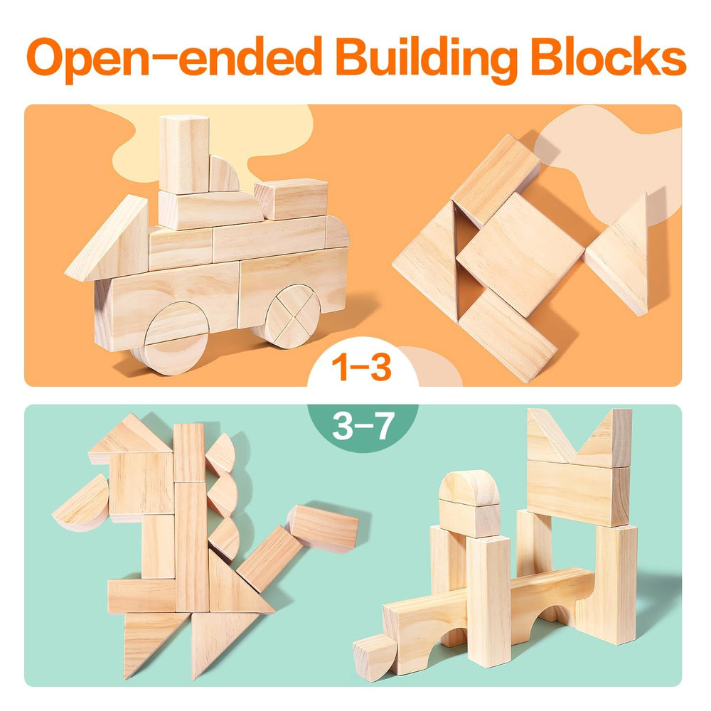 Migargle 64-piece set showcases varied shapes to explore shapes, sorting, and early math concepts.
