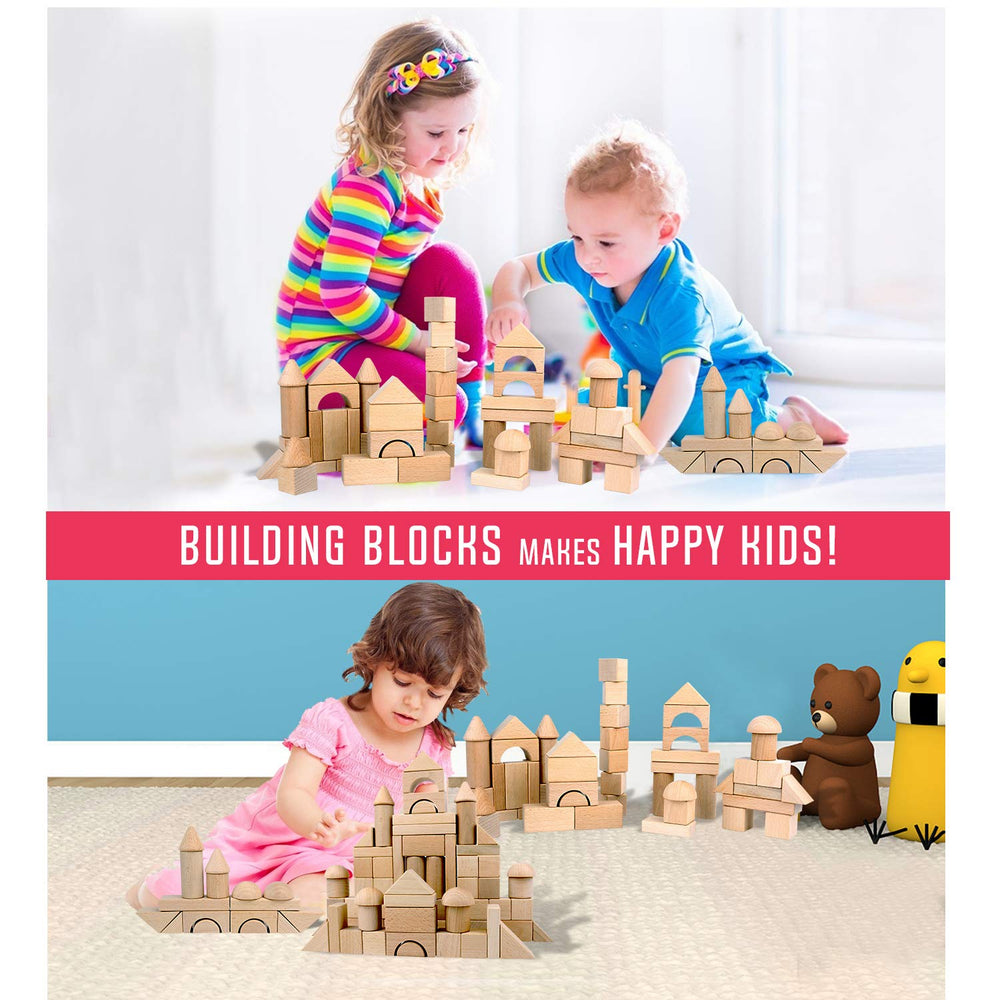Child stacking Migargle blocks encourages imaginative play and refined motor skills