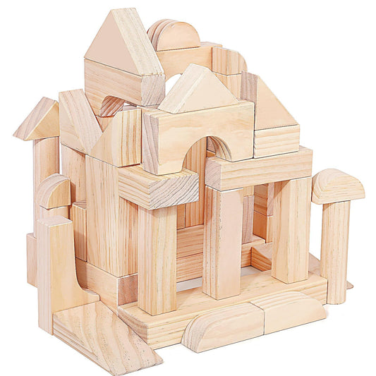 Migargle large wooden blocks set in a classroom promoting creative building and fine motor skills.