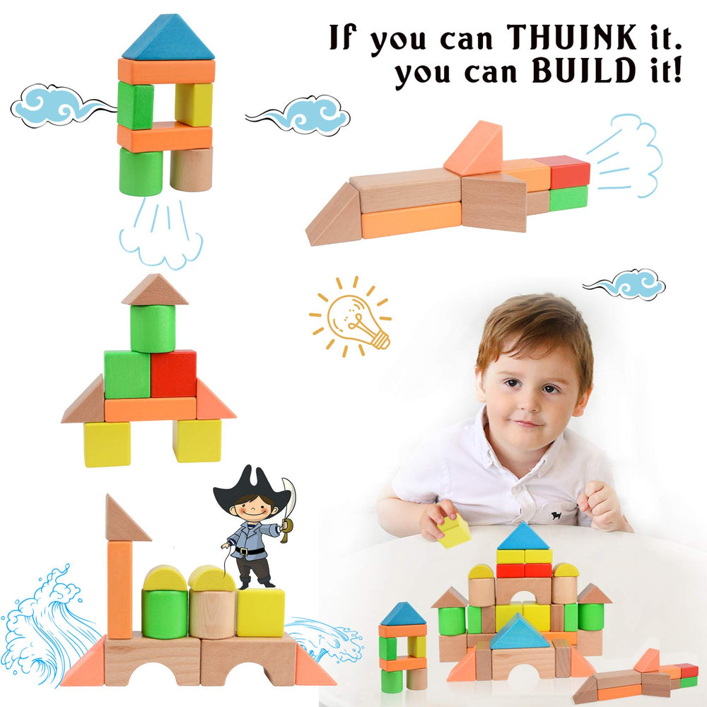 Safe design with rounded edges from Migargle wooden blocks promotes worry-free play.