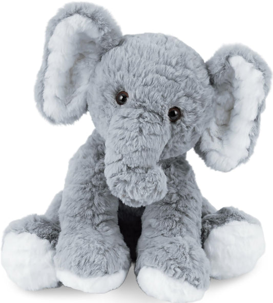 Mikee Fluffie 12-inch plush elephant for cozy bedtime hugs.