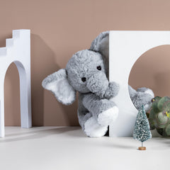 Mikee Fluffie safety-tested elephant with locked eyes for safe play.