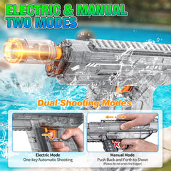 Mikiomie electric water gun with 1200mAh battery for hours of play.