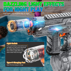 Mikiomie electric water gun with 800cc tank for extended pool battles.