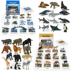 MIKNEKE 24 small animal figurines in a zoo scene support tactile learning and storytelling.