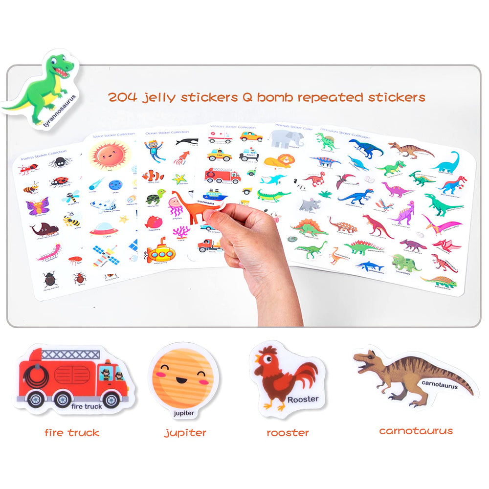 MIKNEKE jelly sticker book dinosaurs theme inspires imaginative storytelling for kids