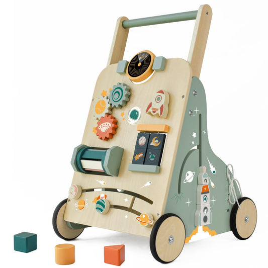 MILEFUN rocket activity center with gears and spinners for imaginative play.