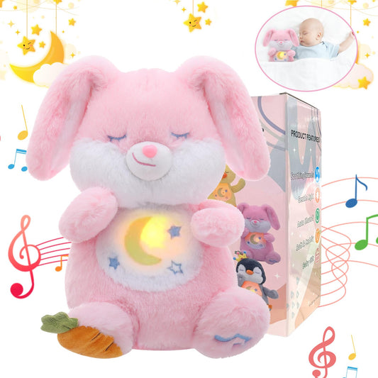 MILEGI breathing bunny plush with soft velvet for calming snuggles at bedtime.