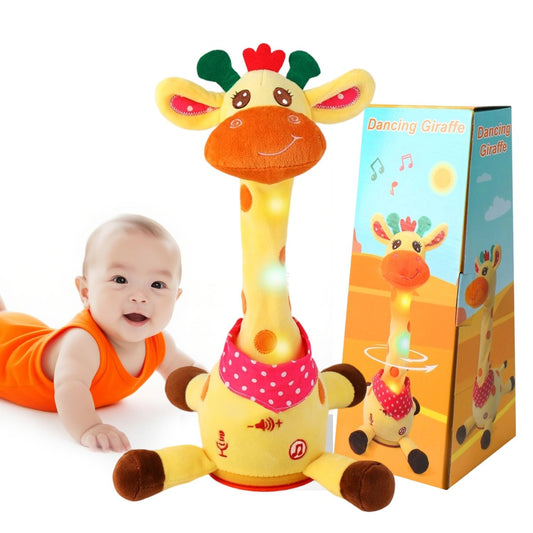 MILEGI dancing talking giraffe toy captivates babies with movement and songs.