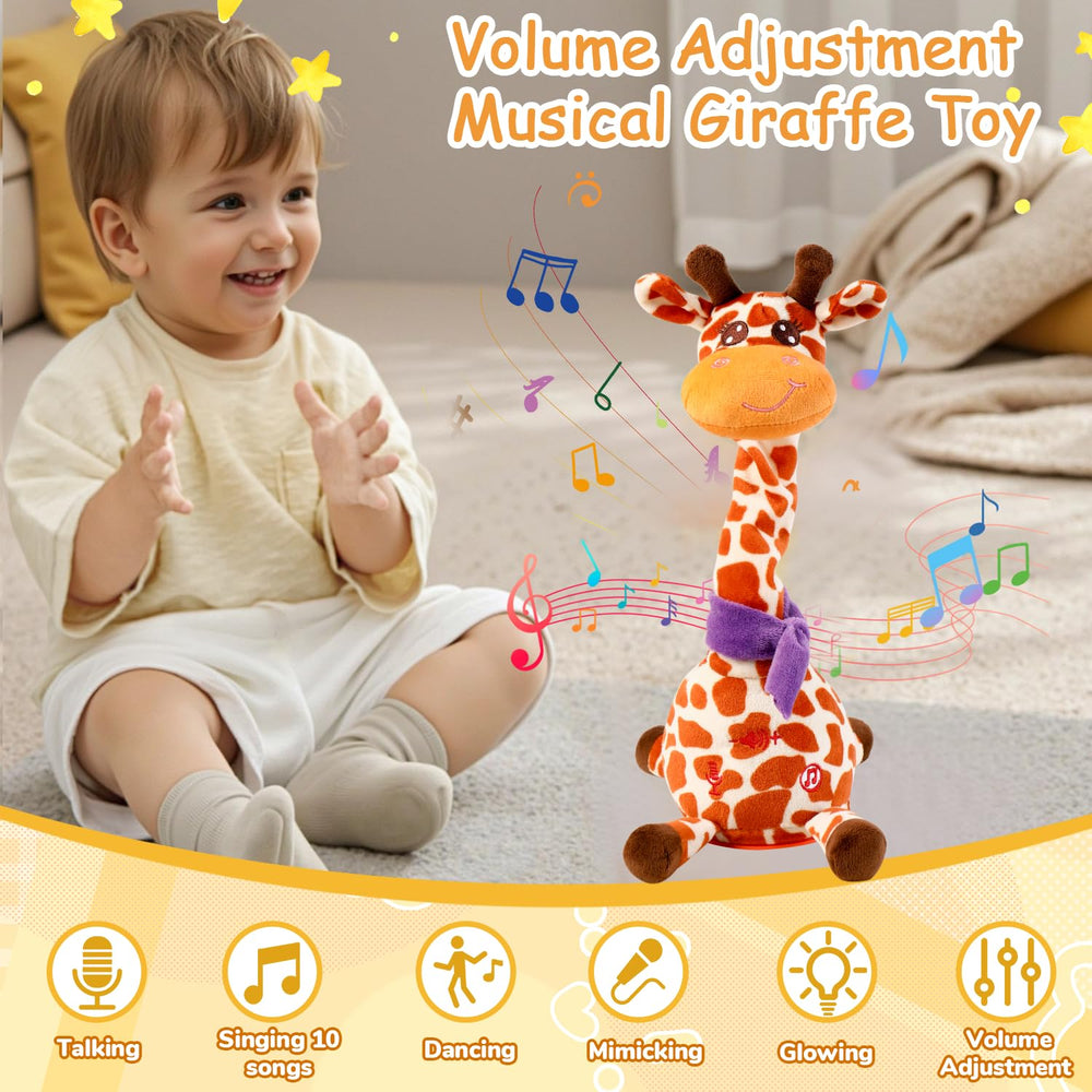 MILEGI giraffe toy sings ten songs with soft LED lights to attract baby attention