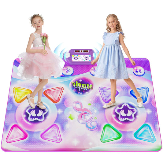 Mileonaim dance mat with vibrant LED lights guiding steps for interactive play.