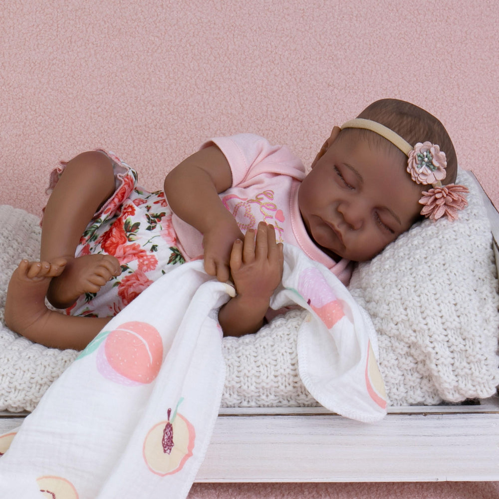 Milidool lifelike black reborn doll face closeup for realistic pretend play