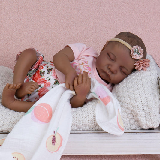 Milidool lifelike black reborn doll face closeup for realistic pretend play