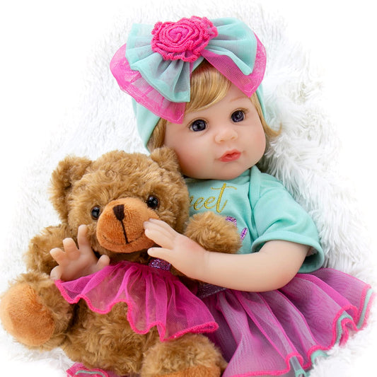 Milidool lifelike 22-inch doll in blue onesie ready for imaginative play