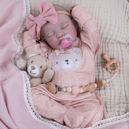 Milidool reborn baby doll face close-up with hand-painted features for lifelike charm