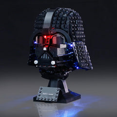 Mililier Darth Vader LED light kit illuminates the 75304 helmet for dramatic display.