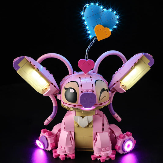 Mililier LED Light Kit for Lego 43257 Angel Lilo Stitch, assembled on model for vivid illumination.