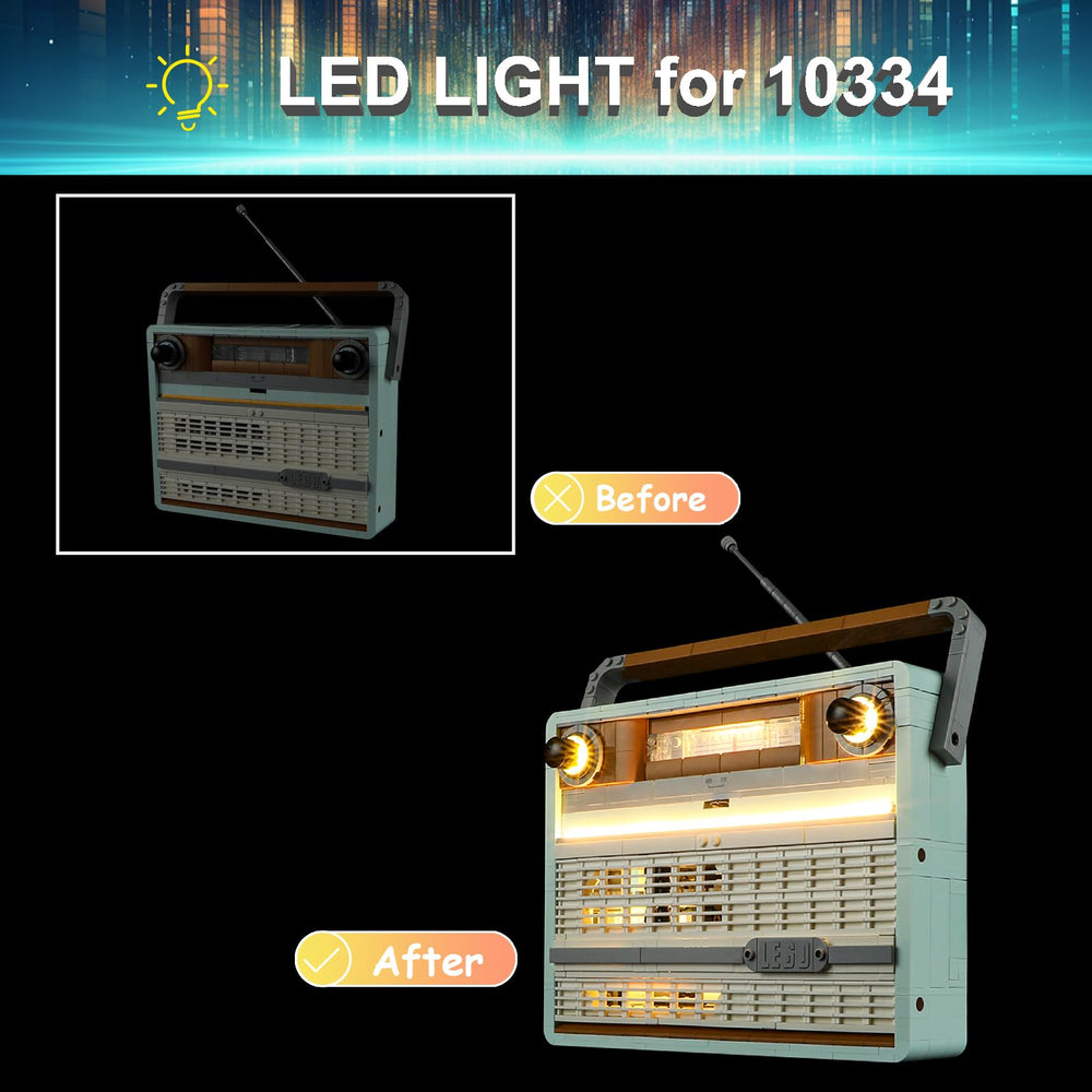 Mililier LED kit wiring detail for Lego 10334 Retro Radio.