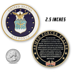 Military Gift Shop Air Force Prayer Coin back shows Armed Forces Prayer for encouragement.
