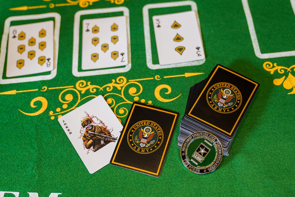 Military Gift Shop Army playing cards rank faces from Private to General