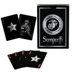 Military Gift Shop USMC playing cards back-foil detail enhances presentation and durability