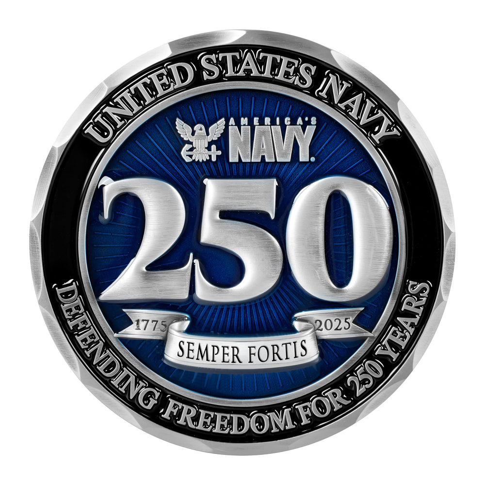 Military Gift Shop USN 250th coin detailed craftsmanship and color