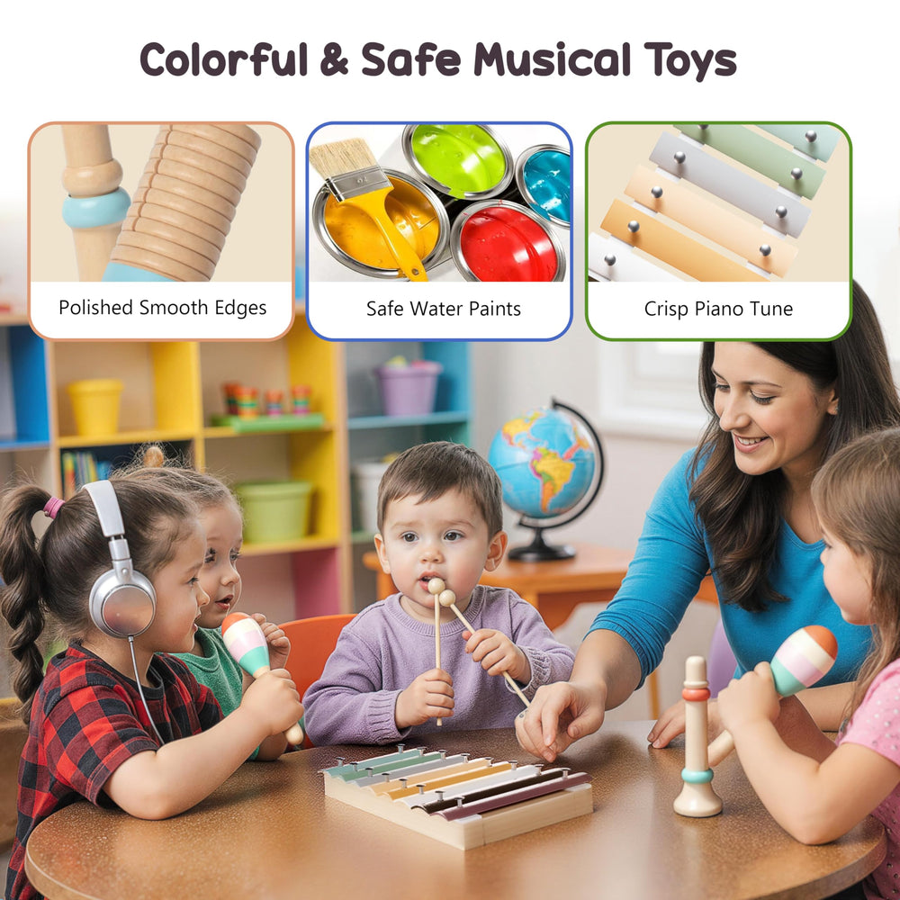 Miljgte modern boho xylophone for toddlers encouraging rhythmic exploration.