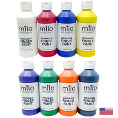 Milo AP-certified non-toxic paints safe for children's art time.