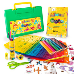 Mimtom drawing stencil kit with 20 plastic stencils fosters creative shape practice.