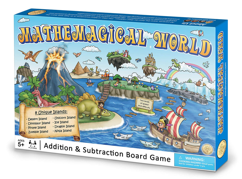 Mind Inventions Mathemagical World Unicorn Island inspires counting and strategy in a magical setting.