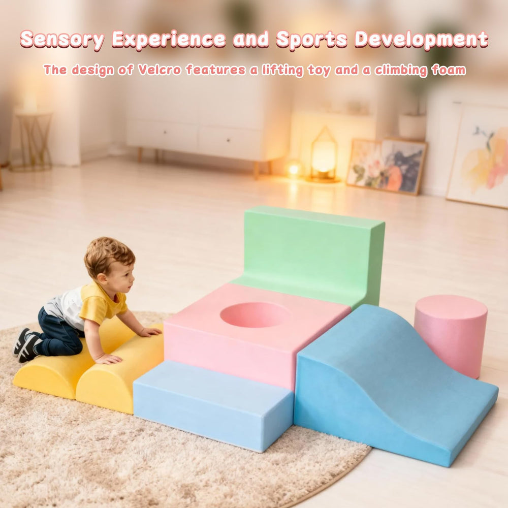 MIND&ACTION toddler climbing blocks encourage early motor skills in a cozy setup.