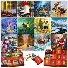 Mindmade unique jigsaw advent calendar 2025 box set showing festive packaging for gifting