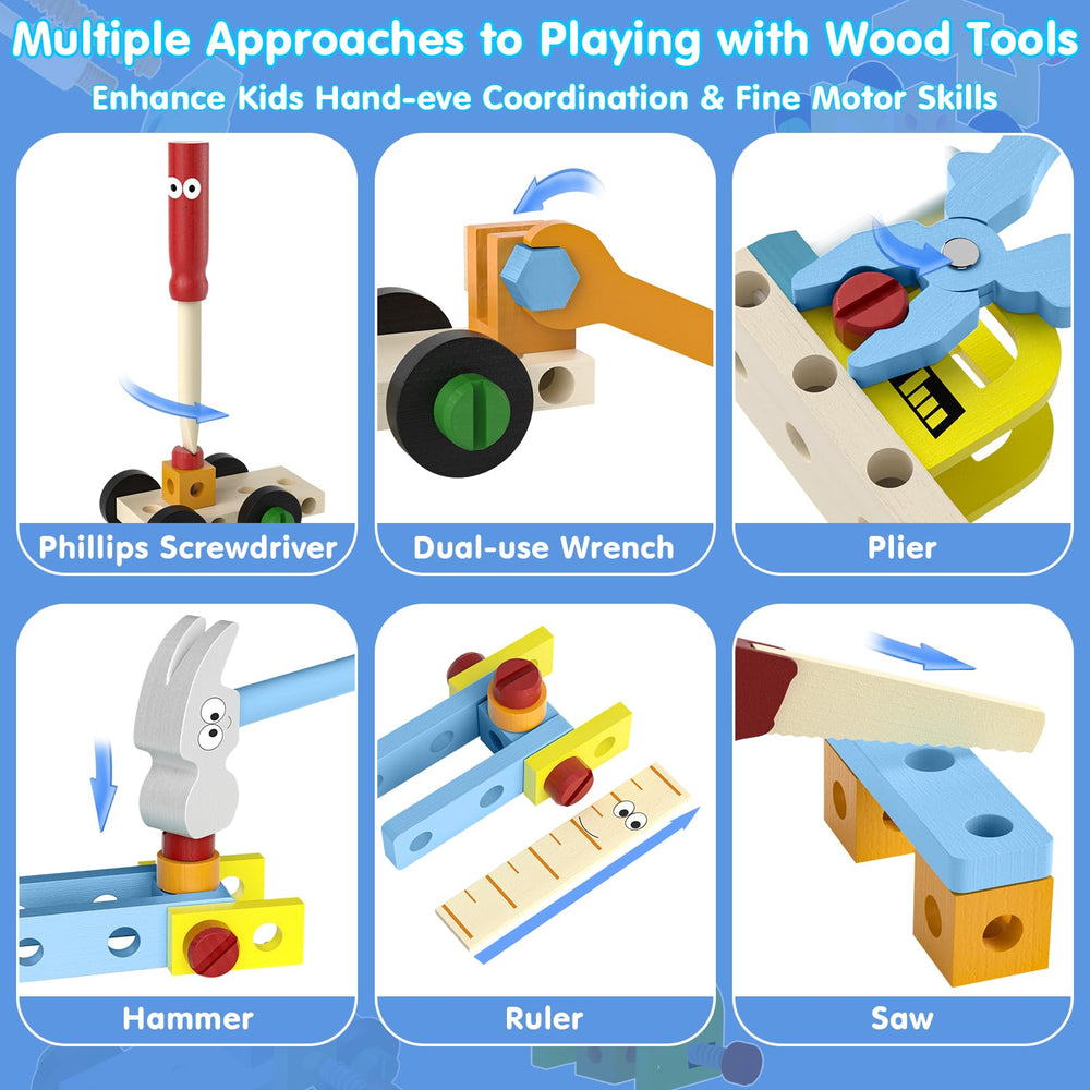 MindPal wooden pliers and hammer for sturdy pretend-building sessions