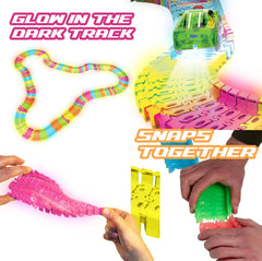 Mindscope Twister Tracks glow color options shown on track pieces