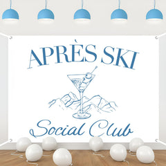 Mindsoft Apres Ski Backdrop 3x5ft creates a festive photo wall for winter events.