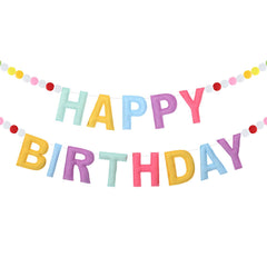 Mindsoft happy birthday banner with 3D letters adds vibrant party atmosphere