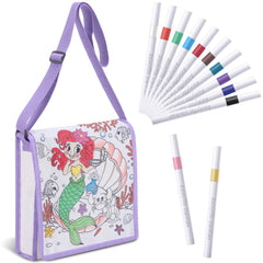 Mindsoft Mermaid crossbody bag open for coloring, on-the-go creativity.