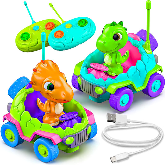 MindSprout Dino Chasers car front view with flashing headlights for lively play
