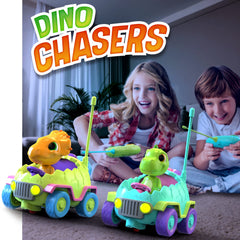MindSprout Dino Chasers car side view in colorful design for desk racing
