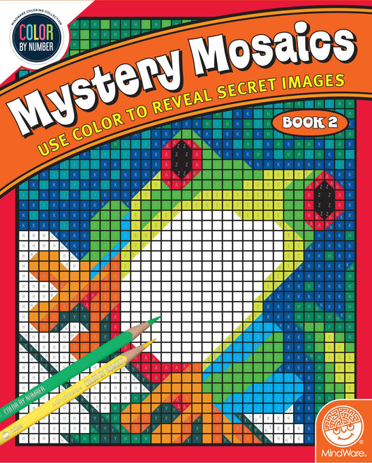 MindWare Color by Number Mystery Mosaics Book 2 cover invites creative focus