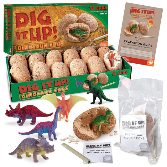 MindWare Dig It Up dinosaur eggs packaging; inviting hands-on discovery for curious learners.