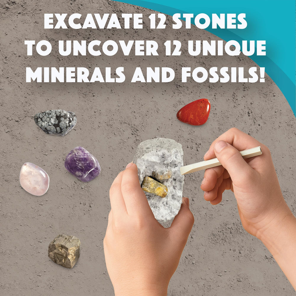 MindWare Dig It Up! kid chiseling action showing hands-on discovery.