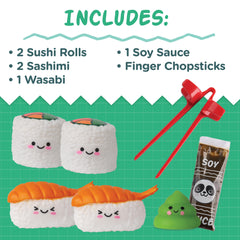 MindWare Foodie Fidgets sashimi pieces squishies for sensory fun and fine motor work.