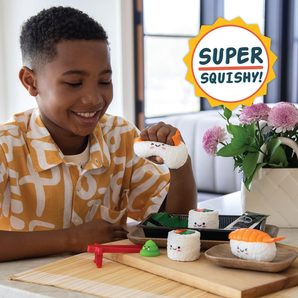 MindWare Foodie Fidgets soy sauce packet squishy highlights colorful texture exploration.